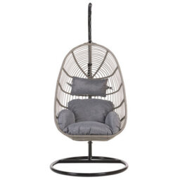 Beliani Hanging Chair With Stand Casoli Pe Rattan Grey - thumbnail 5