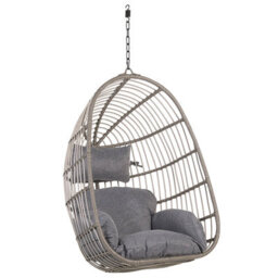 Beliani Hanging Chair With Stand Casoli Pe Rattan Grey - thumbnail 7