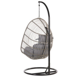 Beliani Hanging Chair With Stand Casoli Pe Rattan Grey - thumbnail 6