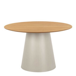 Wyld Haus Auckland 120Cm Round Dining Set - Natural Oak-Effect Table With Black Metal Base And 4 Beige Boucle Swivel Chairs - thumbnail 4