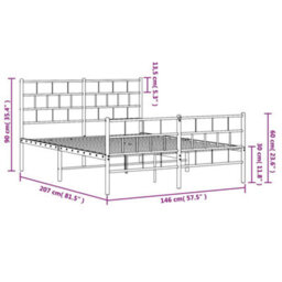 Berkfield Metal Bed Frame With Headboard And Footboard White 140X200 Cm - thumbnail 9