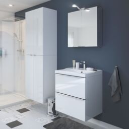GoodHome Imandra Deep Gloss White Bathroom Double Wall Cabinet (H)90Cm (W)60Cm - thumbnail 4