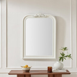 Furniturebox Uk Francis White Wood Large 110X74Cm Overmantle Arch Mirror - thumbnail 2