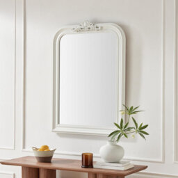 Furniturebox Uk Francis White Wood Large 110X74Cm Overmantle Arch Mirror
