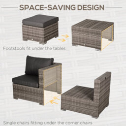 Wyld Haus Relu Mixed Grey 8-Piece Rattan 6-Seater Outdoor Garden Sofa Set With Footstools And Tables - thumbnail 6