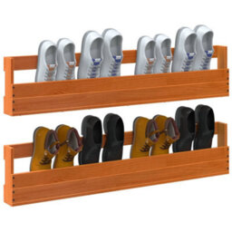Berkfield Wall-Mounted Shoe Racks 2 Pcs Wax Brown 110X8.5X23.5 Cm Solid Wood Pine - thumbnail 4