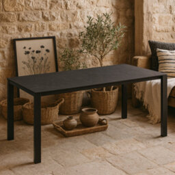 Wyld Haus Mexico 8-Seater Matt Black Ceramic Dining Table With Steel Base