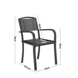Living And Home Set Of 4 Wpc Outdoor Garden Chairs Patio Dining Armchairs Grey 89 Cm - thumbnail 5