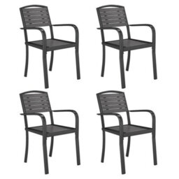 Living And Home Set Of 4 Wpc Outdoor Garden Chairs Patio Dining Armchairs Grey 89 Cm - thumbnail 1