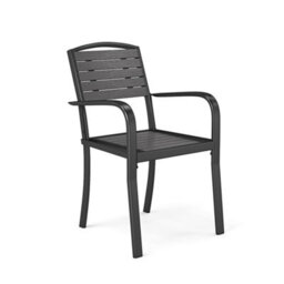 Living And Home Set Of 4 Wpc Outdoor Garden Chairs Patio Dining Armchairs Grey 89 Cm - thumbnail 2