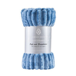 Gc Gaveno Cavailia Fleece Blankets Double 150X200Cm Ribbed Cosy Bed Throw Blanket Extra Warm For Sofas, Chair, Couch Denim Blue