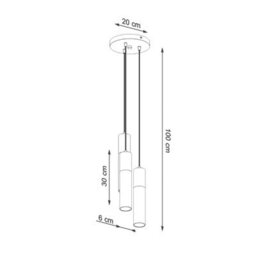 Sollux Lighting Pablo Steel & Wood White 3 Light Classic Pendant Ceiling Light - thumbnail 4