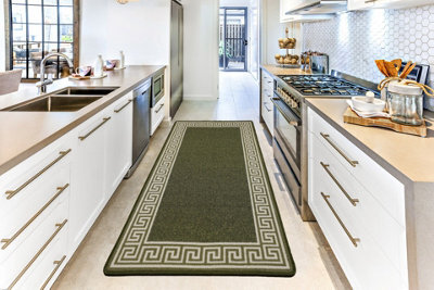 Smart Living Heavy Duty Machine Washable Runner For Hallway, Kitchen Non Slip Floor Mats, Door Mat 50Cm X 80Cm - Green Cream - image 1