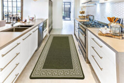 Smart Living Heavy Duty Machine Washable Runner For Hallway, Kitchen Non Slip Floor Mats, Door Mat 50Cm X 80Cm - Green Cream