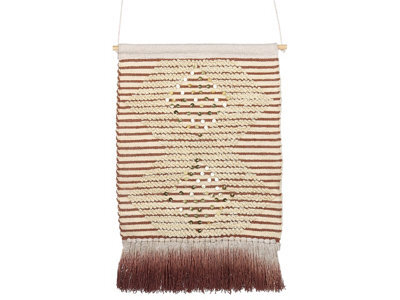 Wyld And Coco Handwoven Red And Beige Geometric Wall Hanging With Sequins And Two-Tone Tassels, 43 X 75 Cm - image 1