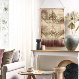 Wyld And Coco Handwoven Red And Beige Geometric Wall Hanging With Sequins And Two-Tone Tassels, 43 X 75 Cm - thumbnail 2