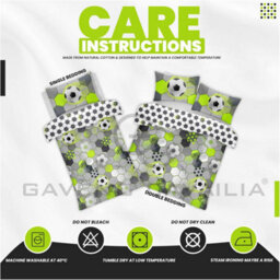 Gc Gaveno Cavailia Kids Printed Football Stamp Grey Single Duvet Cover Bedding Set With Matching Pillowcase - thumbnail 6