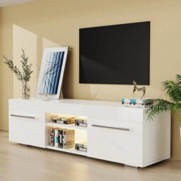 Tv Stand 130Cm High Gloss Tv Unit Cabinet Sideboard With Led Light - thumbnail 1
