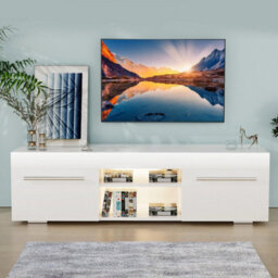 Tv Stand 130Cm High Gloss Tv Unit Cabinet Sideboard With Led Light - thumbnail 3