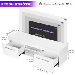 Tv Stand 130Cm High Gloss Tv Unit Cabinet Sideboard With Led Light - thumbnail 2