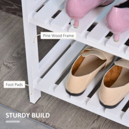 Wyld Haus Vafino 3-Tier White Wooden Slatted Shoe Rack, Compact 70W X 26D X 57.5H Cm - thumbnail 7