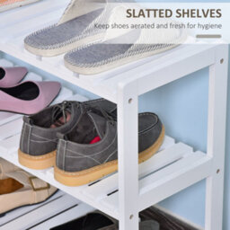 Wyld Haus Vafino 3-Tier White Wooden Slatted Shoe Rack, Compact 70W X 26D X 57.5H Cm - thumbnail 6