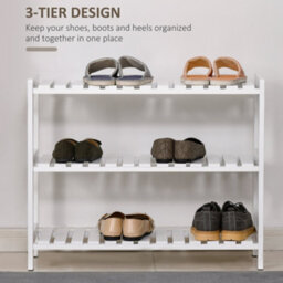 Wyld Haus Vafino 3-Tier White Wooden Slatted Shoe Rack, Compact 70W X 26D X 57.5H Cm - thumbnail 5