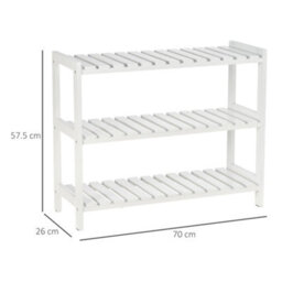 Wyld Haus Vafino 3-Tier White Wooden Slatted Shoe Rack, Compact 70W X 26D X 57.5H Cm - thumbnail 4