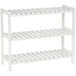Wyld Haus Vafino 3-Tier White Wooden Slatted Shoe Rack, Compact 70W X 26D X 57.5H Cm - thumbnail 2