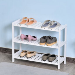 Wyld Haus Vafino 3-Tier White Wooden Slatted Shoe Rack, Compact 70W X 26D X 57.5H Cm - thumbnail 8