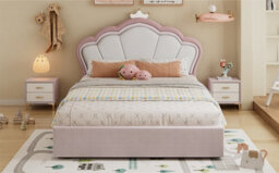 Btm 4Ft6 Double Velvet Ottoman Bed, Hydraulic Storage Bed Frame, Upholstered Bed, Pink, 135X190Cm - thumbnail 8