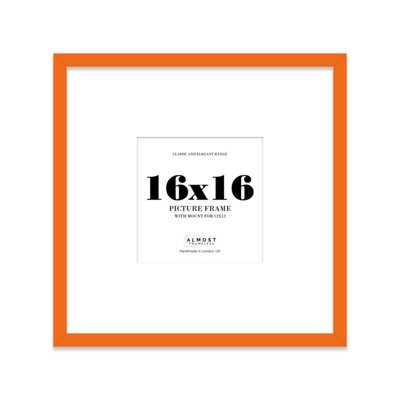 "16X16"" Orange Picture Frame - 16X16"" Square Frame With 12X12"" Mount For 16X16""/12X12"" Pictures Moderrn Style Thin Edge, 1 Pack" - image 1