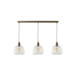 Valuelights Delora Ribbed Bell Glass 3 Drop Brushed Brass Diner Ceiling Pendant Light - thumbnail 6