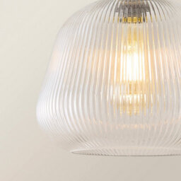 Valuelights Delora Ribbed Bell Glass 3 Drop Brushed Brass Diner Ceiling Pendant Light - thumbnail 5
