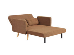 Bedroombundles Ltd Foxy Modern 2-Seater Loveseat Sofa, Convertible Fold-Out Sofabed, Borg Fabric, Wooden Legs (Brown) - thumbnail 8