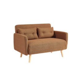 Bedroombundles Ltd Foxy Modern 2-Seater Loveseat Sofa, Convertible Fold-Out Sofabed, Borg Fabric, Wooden Legs (Brown) - thumbnail 2