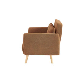 Bedroombundles Ltd Foxy Modern 2-Seater Loveseat Sofa, Convertible Fold-Out Sofabed, Borg Fabric, Wooden Legs (Brown) - thumbnail 3