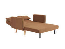 Bedroombundles Ltd Foxy Modern 2-Seater Loveseat Sofa, Convertible Fold-Out Sofabed, Borg Fabric, Wooden Legs (Brown) - thumbnail 6