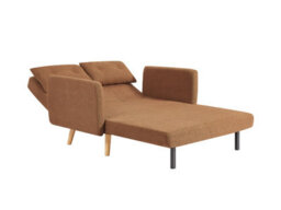 Bedroombundles Ltd Foxy Modern 2-Seater Loveseat Sofa, Convertible Fold-Out Sofabed, Borg Fabric, Wooden Legs (Brown) - thumbnail 7