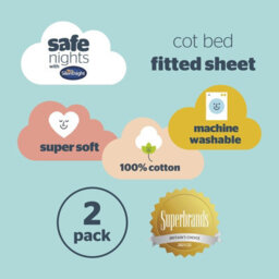 Silentnight Safe Nights Cot Bed Fitted Sheets, Grey, Pack Of 2 - thumbnail 8