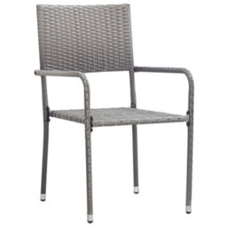 Berkfield Garden Dining Chairs 2 Pcs Stackable Grey Poly Rattan - thumbnail 2
