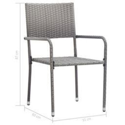 Berkfield Garden Dining Chairs 2 Pcs Stackable Grey Poly Rattan - thumbnail 7
