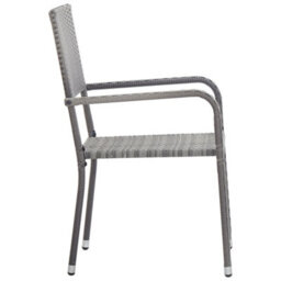 Berkfield Garden Dining Chairs 2 Pcs Stackable Grey Poly Rattan - thumbnail 4
