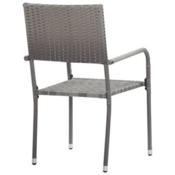 Berkfield Garden Dining Chairs 2 Pcs Stackable Grey Poly Rattan - thumbnail 5