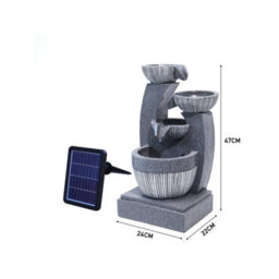 Living And Home 4 Tier Rockery Waterfall Decoration Solar Powered Outdoor Water Feature Fountain With Led Lights 47Cm (H) - thumbnail 9