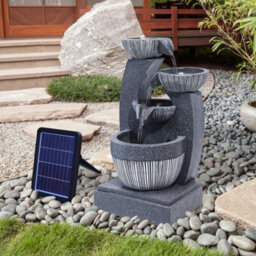 Living And Home 4 Tier Rockery Waterfall Decoration Solar Powered Outdoor Water Feature Fountain With Led Lights 47Cm (H) - thumbnail 3