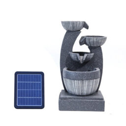 Living And Home 4 Tier Rockery Waterfall Decoration Solar Powered Outdoor Water Feature Fountain With Led Lights 47Cm (H) - thumbnail 5