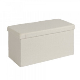 Home Source Cream Teddy Fur Boucle Folding Storage Ottoman - thumbnail 4