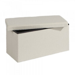 Home Source Cream Teddy Fur Boucle Folding Storage Ottoman - thumbnail 5