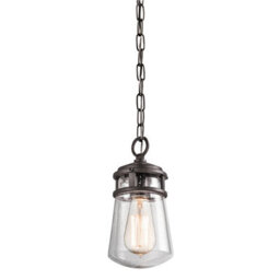 Luminosa Lighting Elstead Lyndon 1 Light Small Outdoor Ceiling Chain Lantern Architectural Bronze, E27